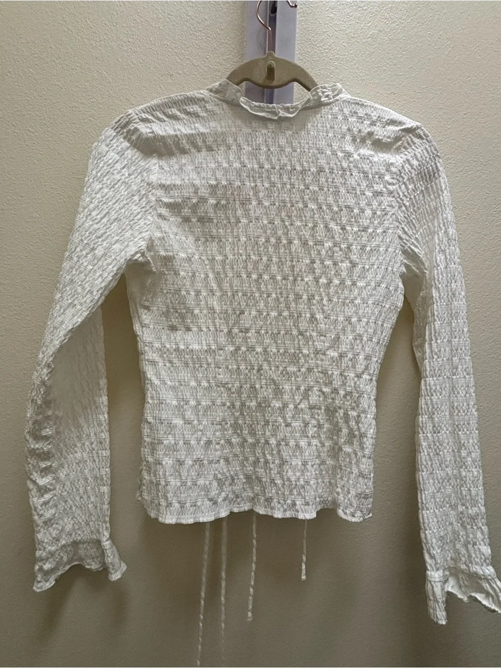 Zara Cream Tie-Front Ruffle Blouse
